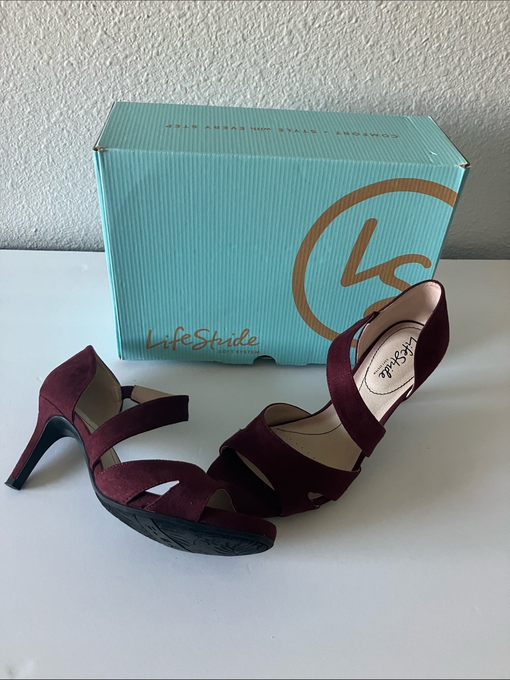 Life Stride Women's Burgundy Heeled Sandals